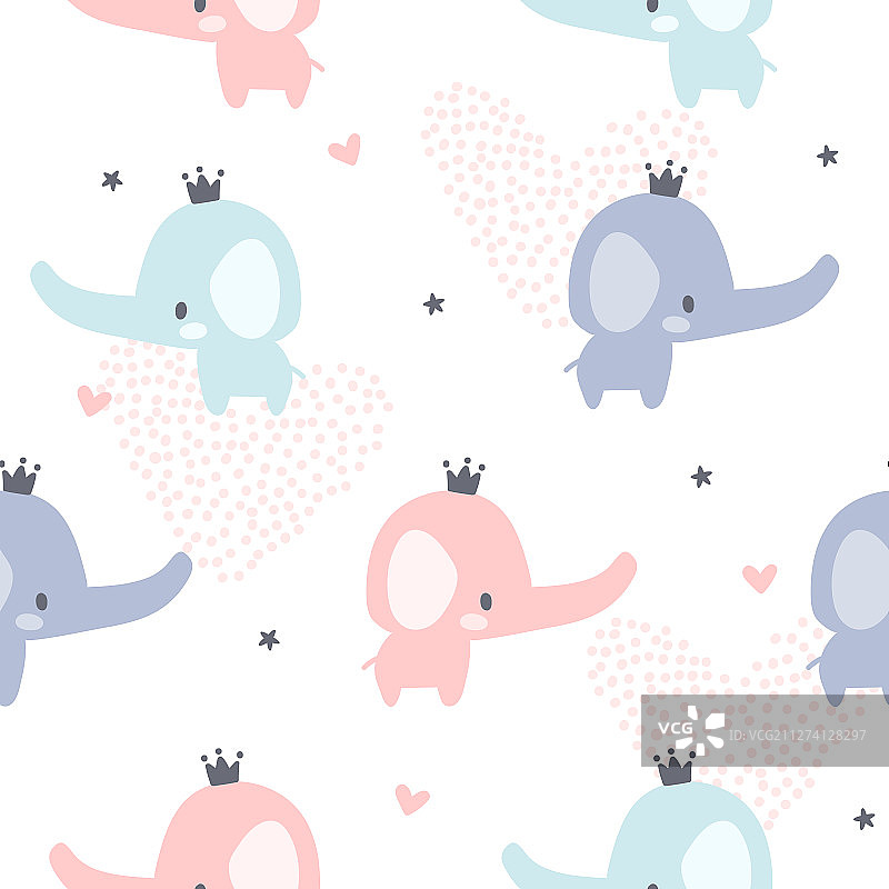 大象和皇冠无缝图案图片素材