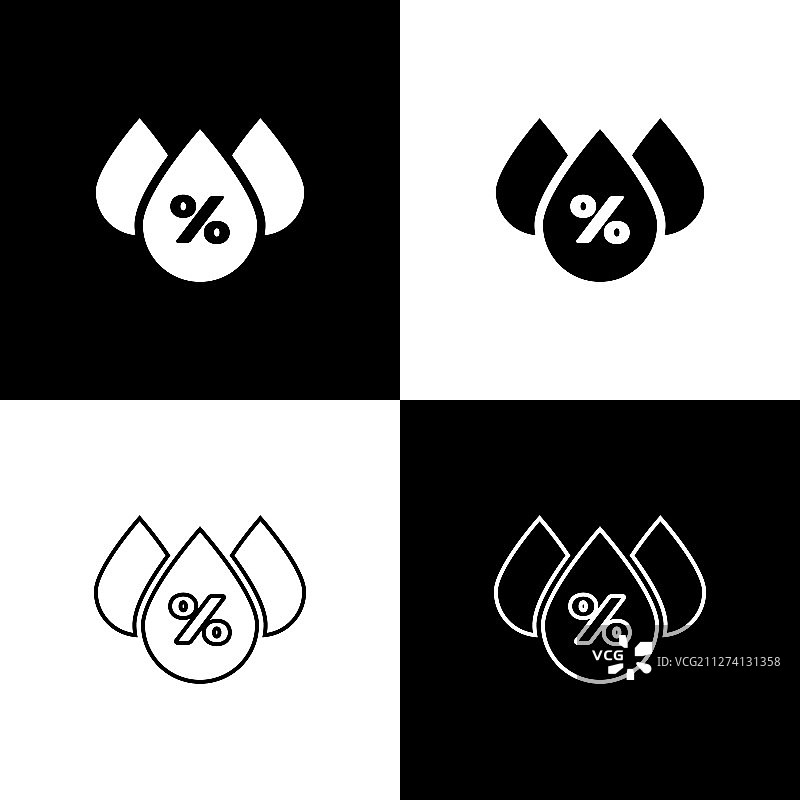 黑色背景上的水滴百分比图标图片素材