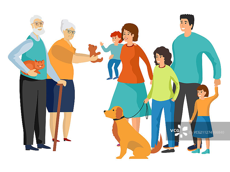大家庭：父亲、母亲、祖母和图片素材