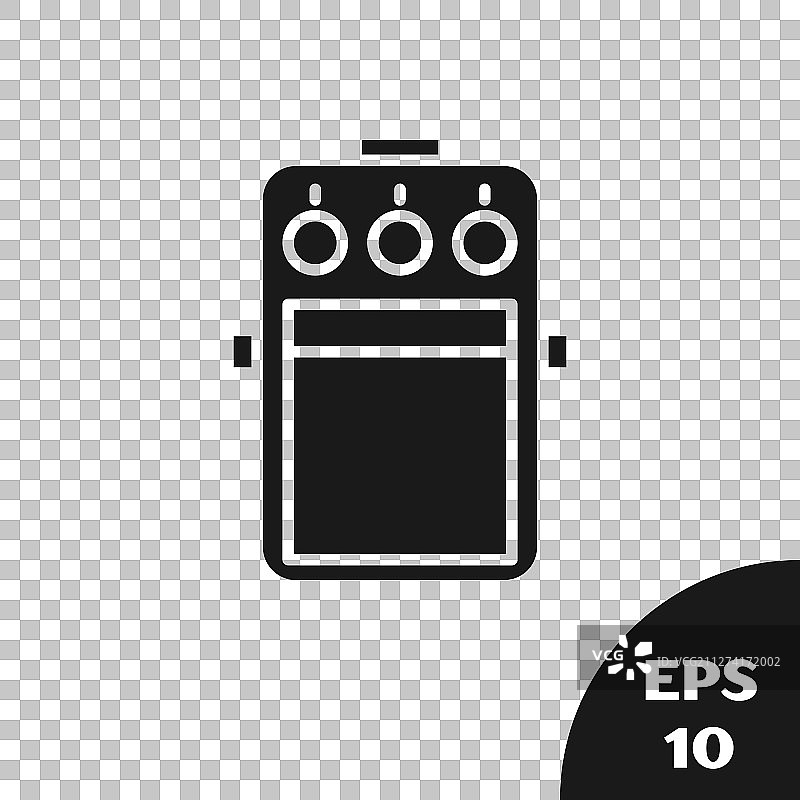 黑色吉他效果器踏板图标，透明背景图片素材