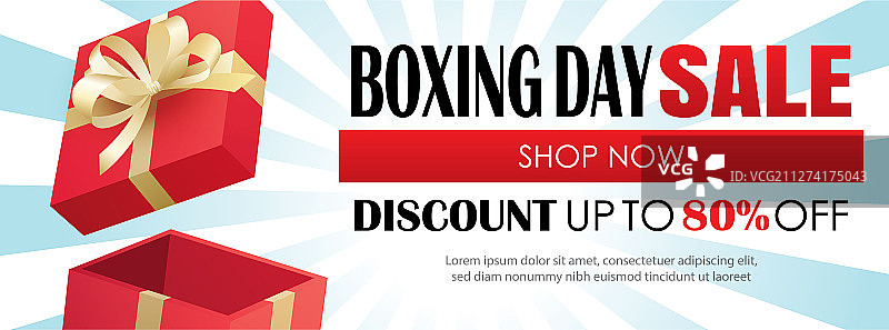 带有红色礼品盒广告的节礼日促销图片素材