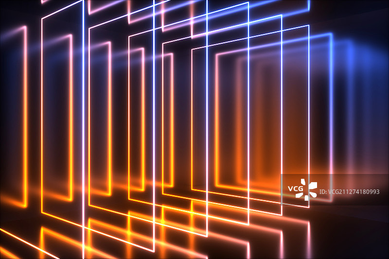 3D抽象现代霓虹灯空间背景图片素材