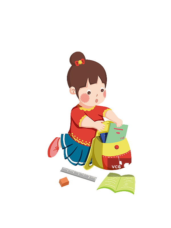 整理书包的女孩图片素材