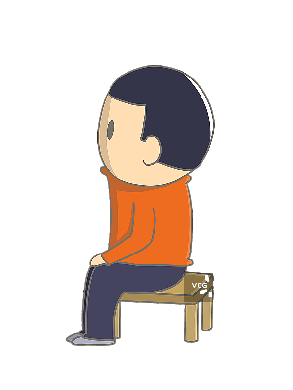 元素：坐在小板凳上的孩子图片素材