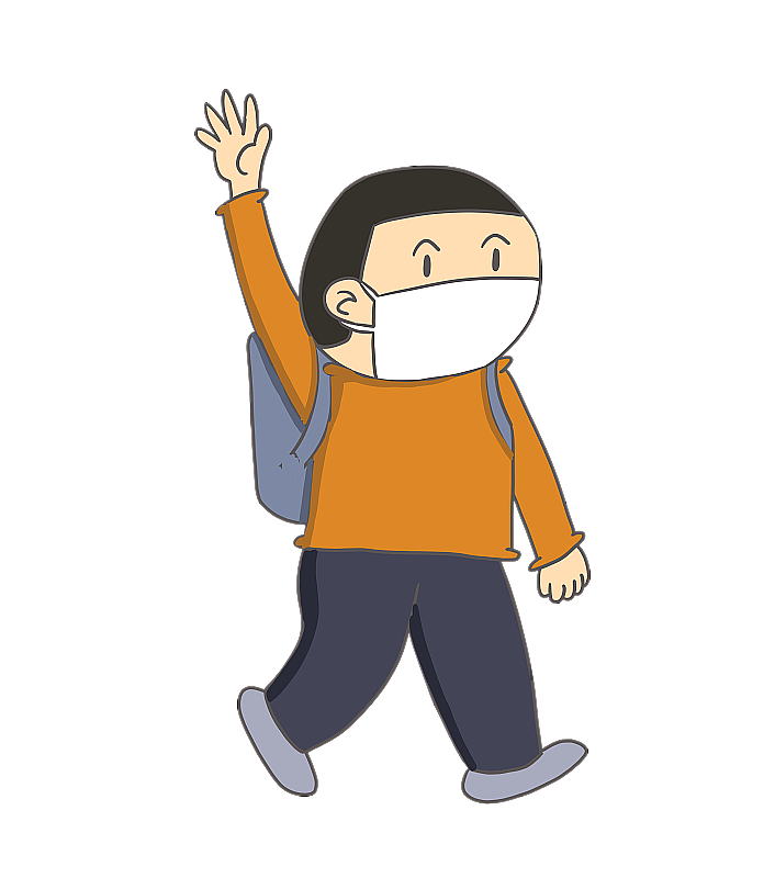 元素：戴口罩招手的男性图片素材