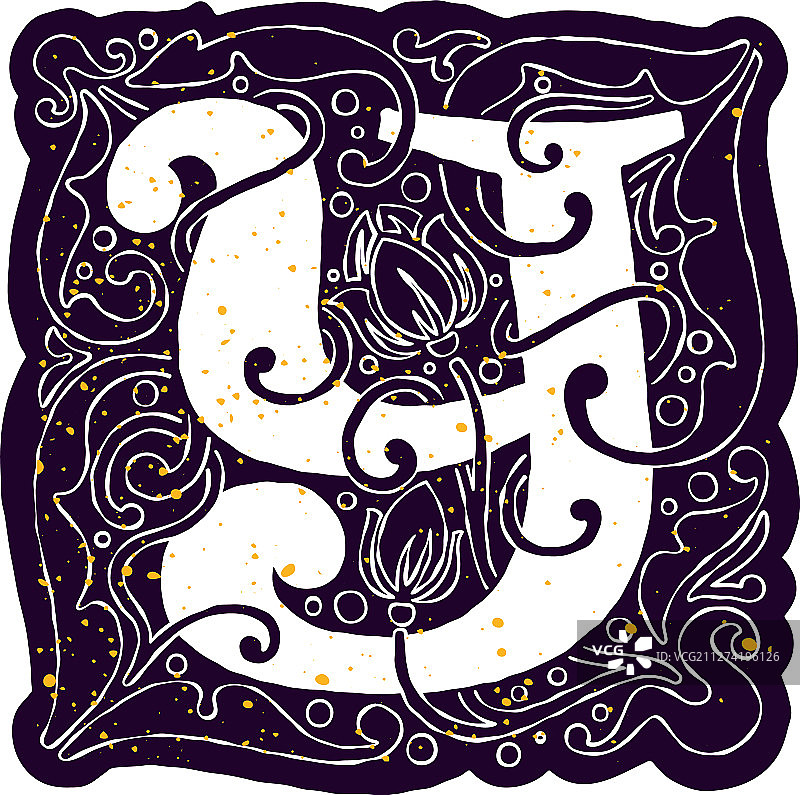金色复古花纹字母Y图片素材