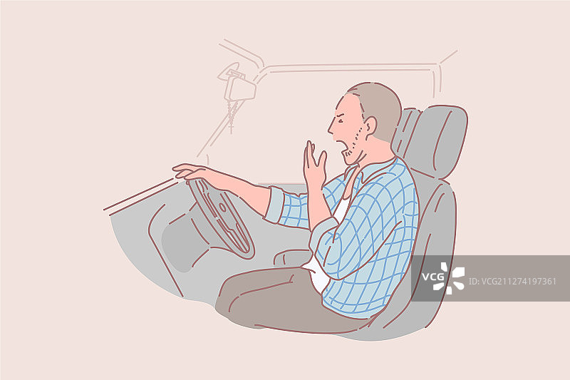 疲劳的卡车司机概念图片素材