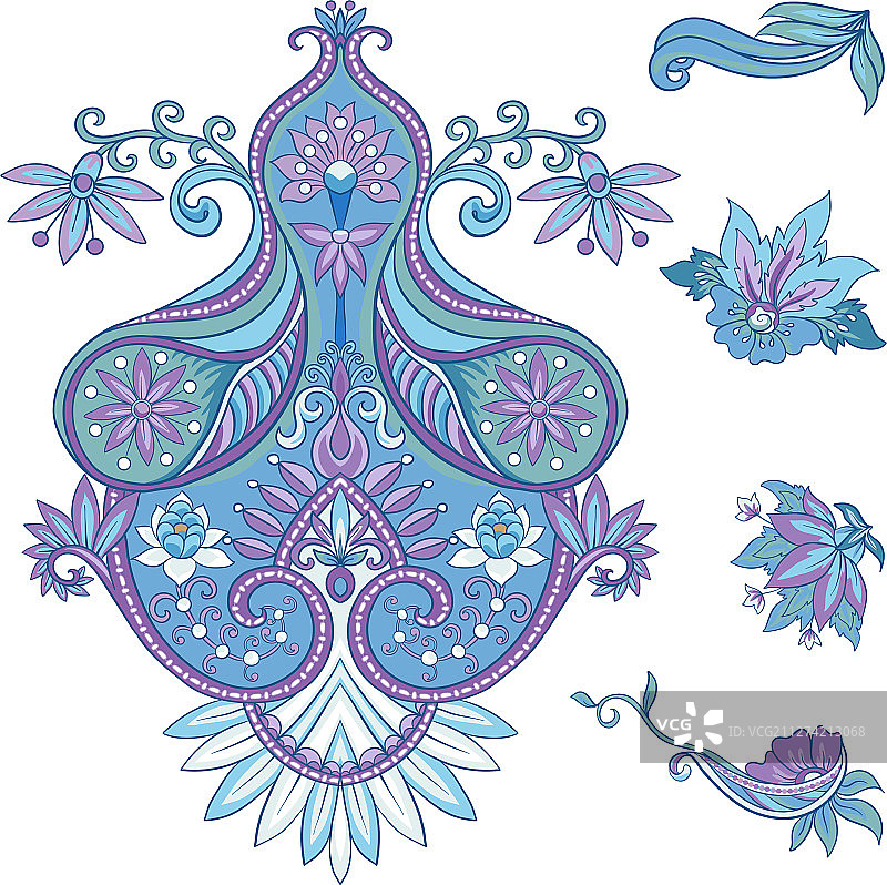 传统佩斯利花卉图案图片素材