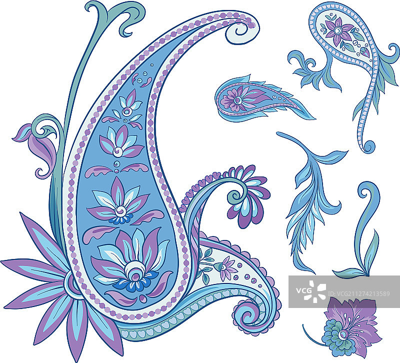 传统佩斯利花卉图案图片素材