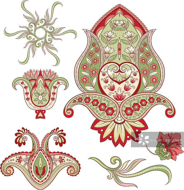 传统佩斯利花卉图案图片素材