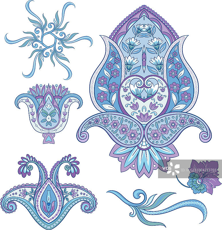 传统佩斯利花卉图案图片素材