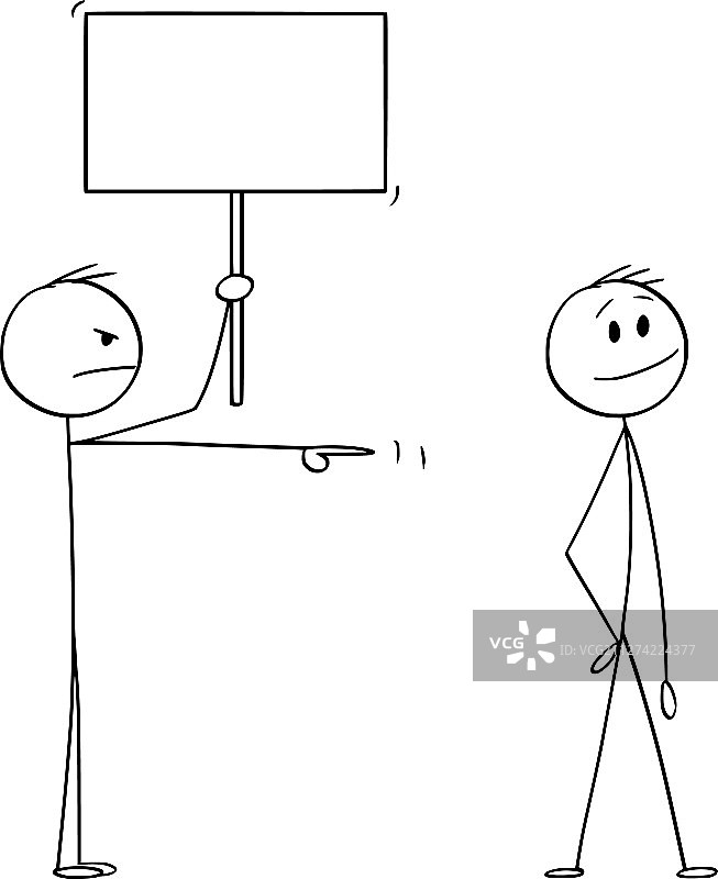 卡通风格的愤怒男人或商人，空图片素材