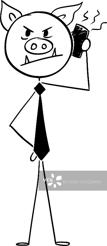 卡通贪婪的猪商人图片素材