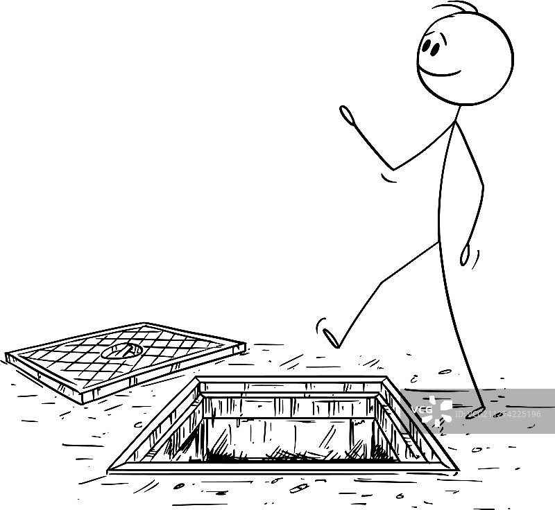 卡通粗心男人或商人行走图片素材