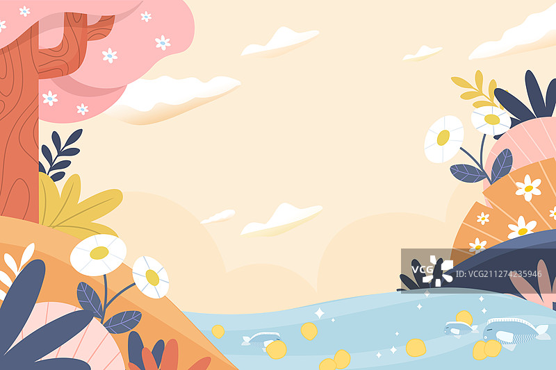 夏季幼儿夏令营儿童节快乐庆祝活动背景矢量插画图片素材