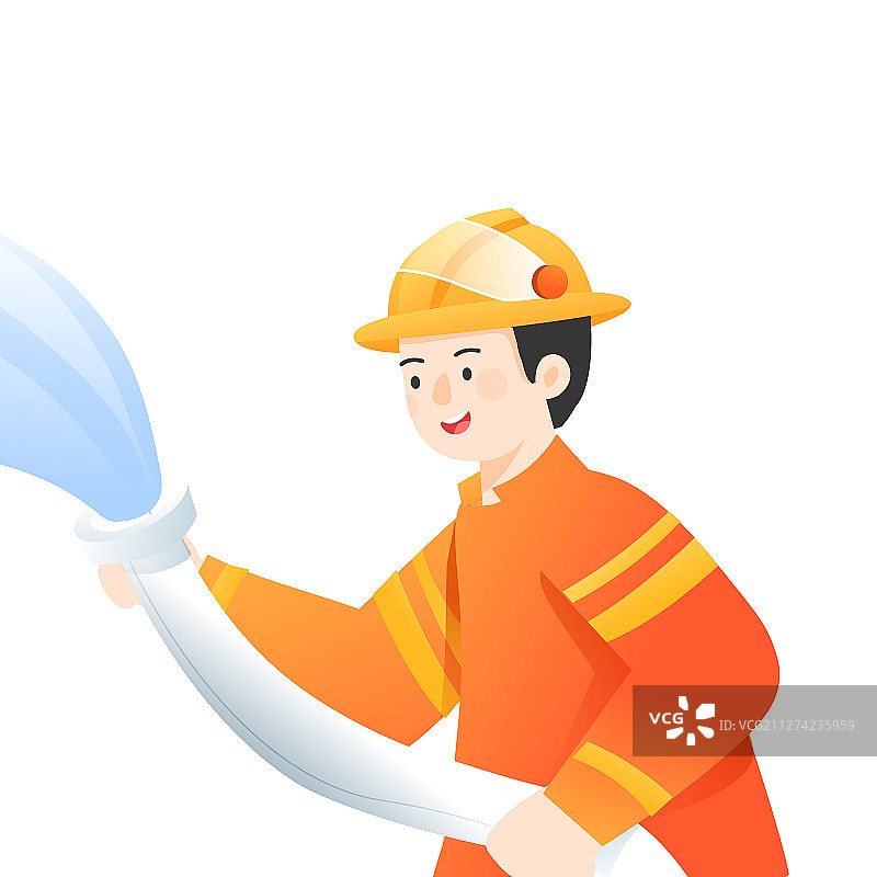 卡通五一劳动节火警消防员职业工作人民英雄灭火背景矢量插画图片素材