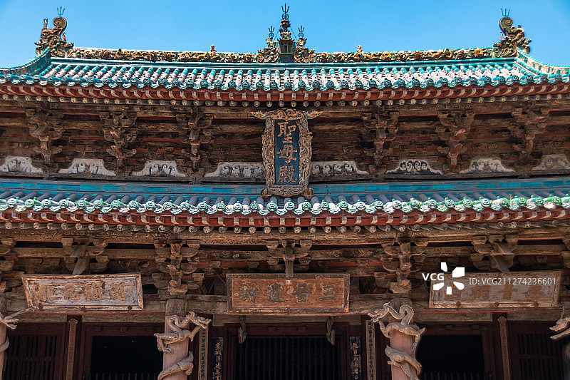 中国山西省太原市晋祠风景区圣母殿古建筑结构图片素材