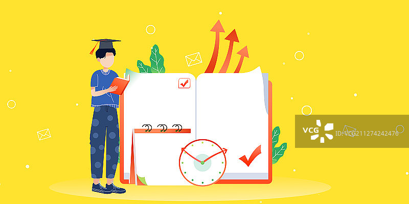 学生学习教育卡通插画图片素材