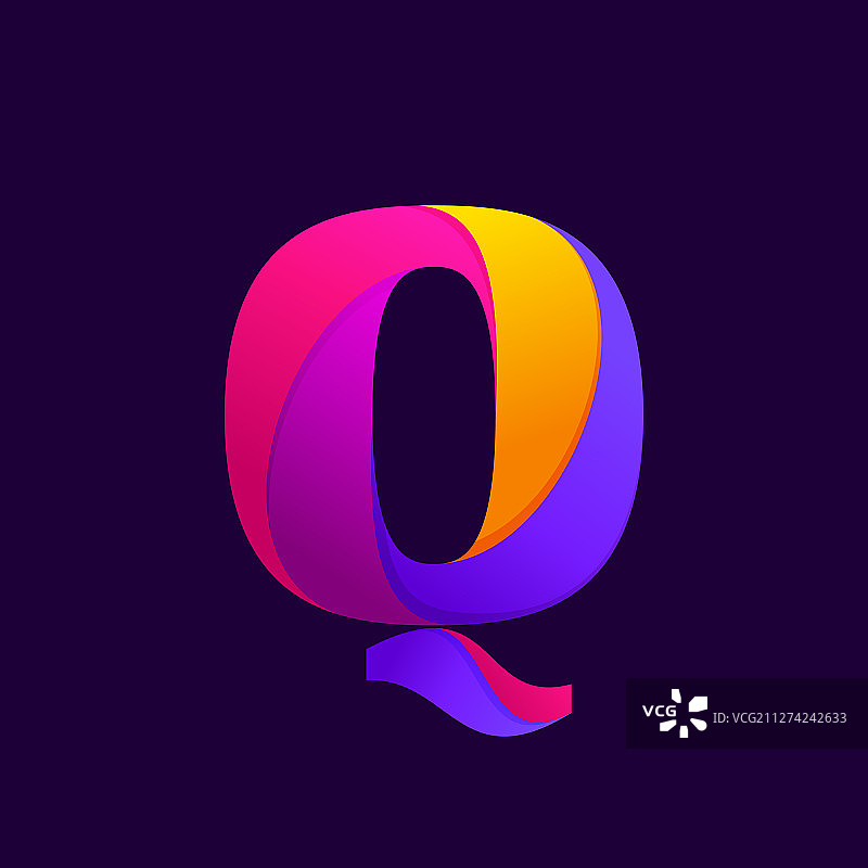 重叠渐变字母Q标志设计理念图片素材