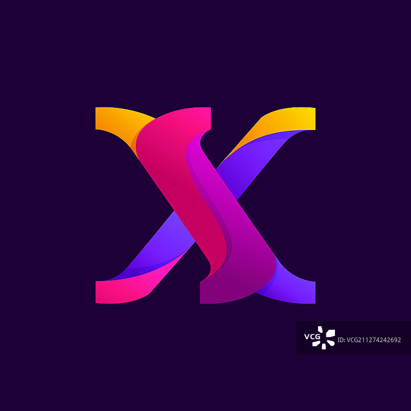 重叠渐变字母X标志设计理念图片素材