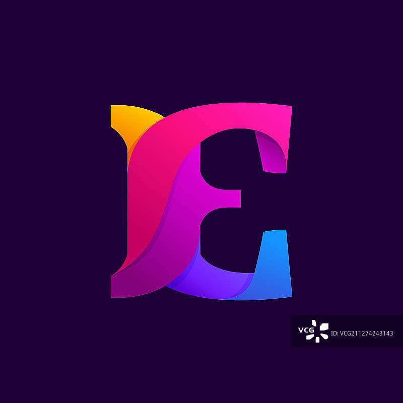 重叠渐变字母E标志设计理念图片素材