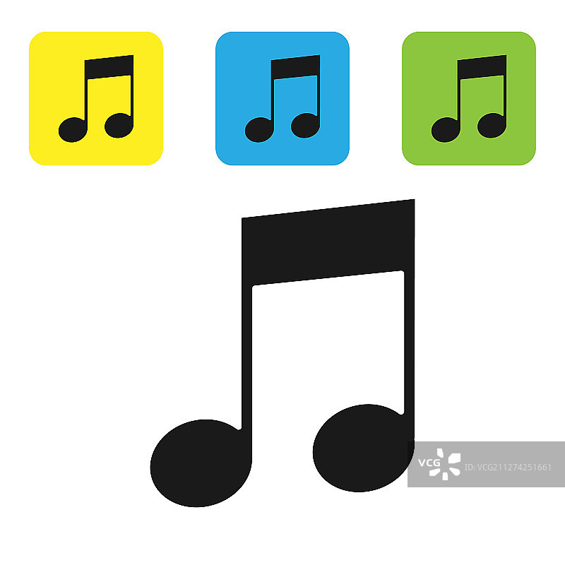 白色背景上的黑色音符图标图片素材