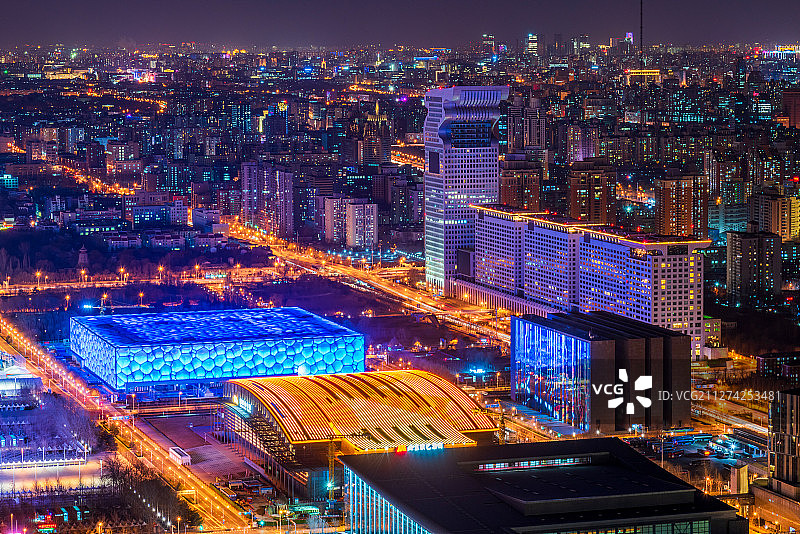 北京奥林匹克公园夜景图片素材