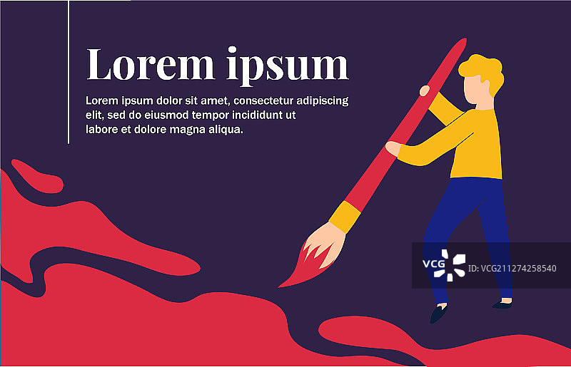 男人用刷子绘画，设计师或艺术家图片素材