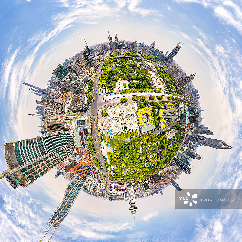 航拍上海人民广场全景图片素材