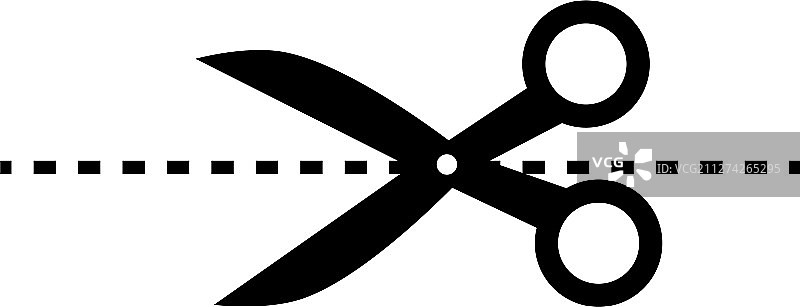 带切割线的剪刀图标图片素材