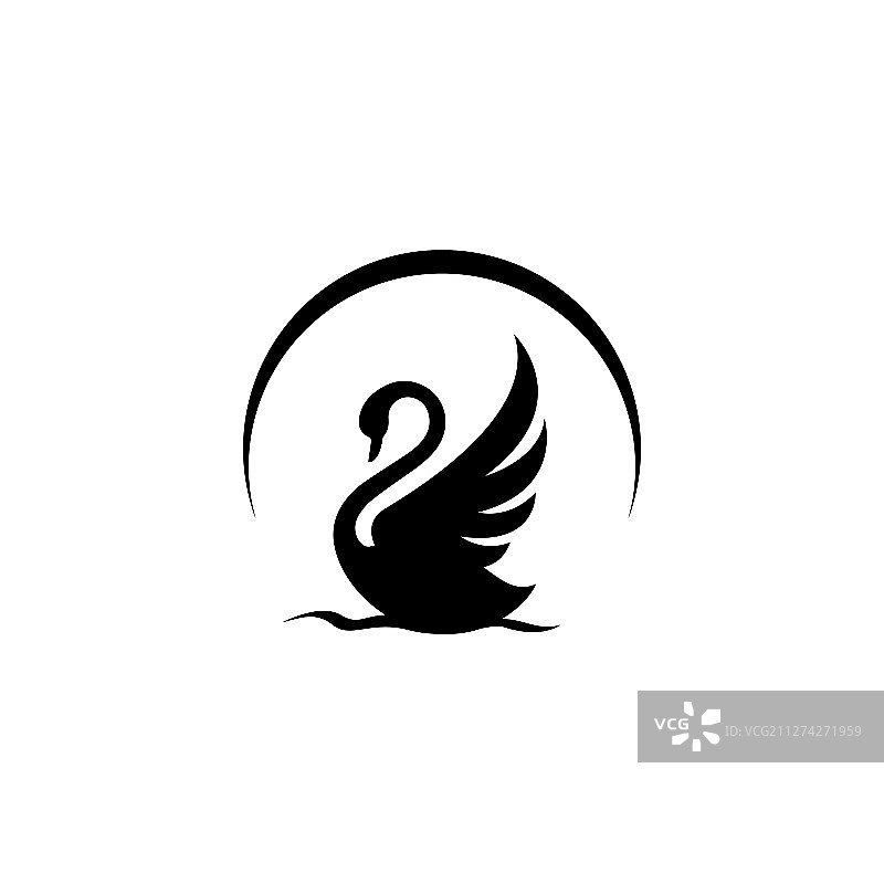 新款奢华时尚的展翅天鹅Logo图片素材