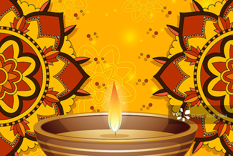 曼陀罗背景上的烛光图片素材