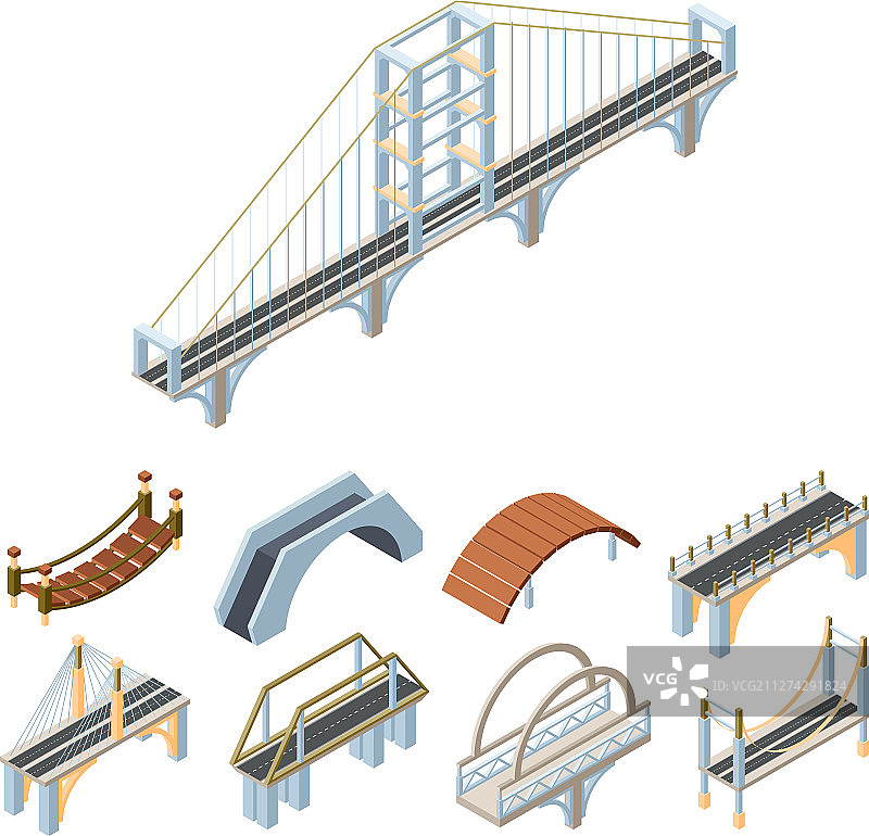2.5D木制混凝土桥梁图片素材