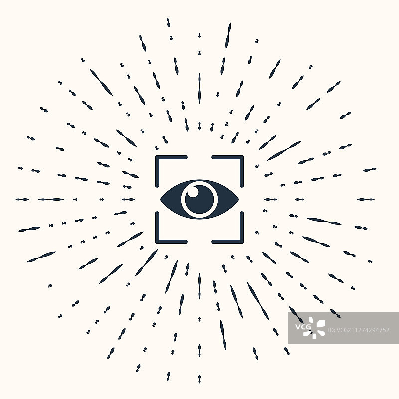 米色背景上的灰色眼睛扫描图标图片素材