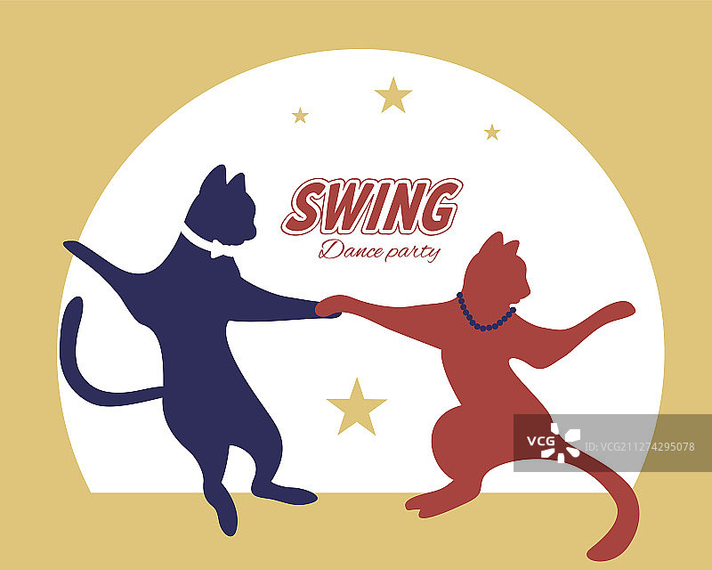 摇摆舞情侣剪影猫图片素材