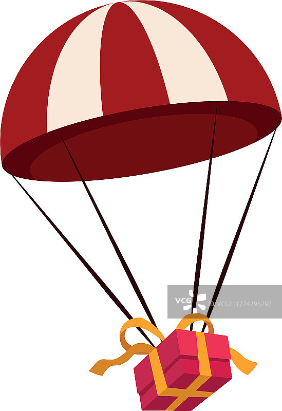 带礼品盒的降落伞扁平设计图片素材
