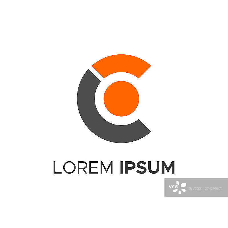 带圆点的黑色橙色圆形首字母C图片素材
