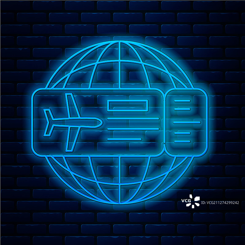 发光霓虹灯线条机票图标图片素材
