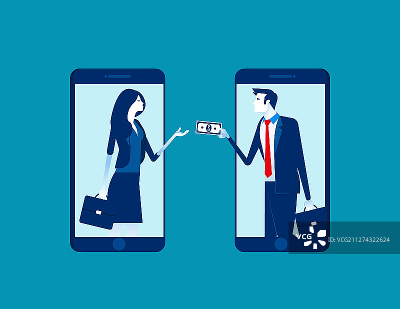 在线转账概念商务人物图片素材