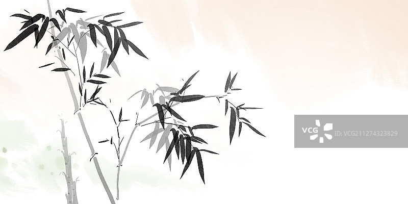 水墨中国画传统文化题材竹子图片素材