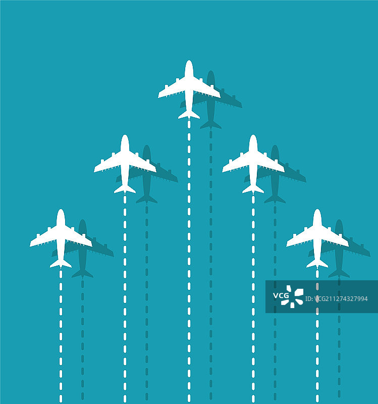 白色飞机组成的商业领导力概念图片素材
