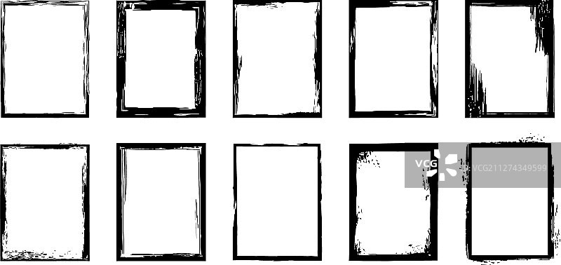 水墨笔刷复古边框图片素材