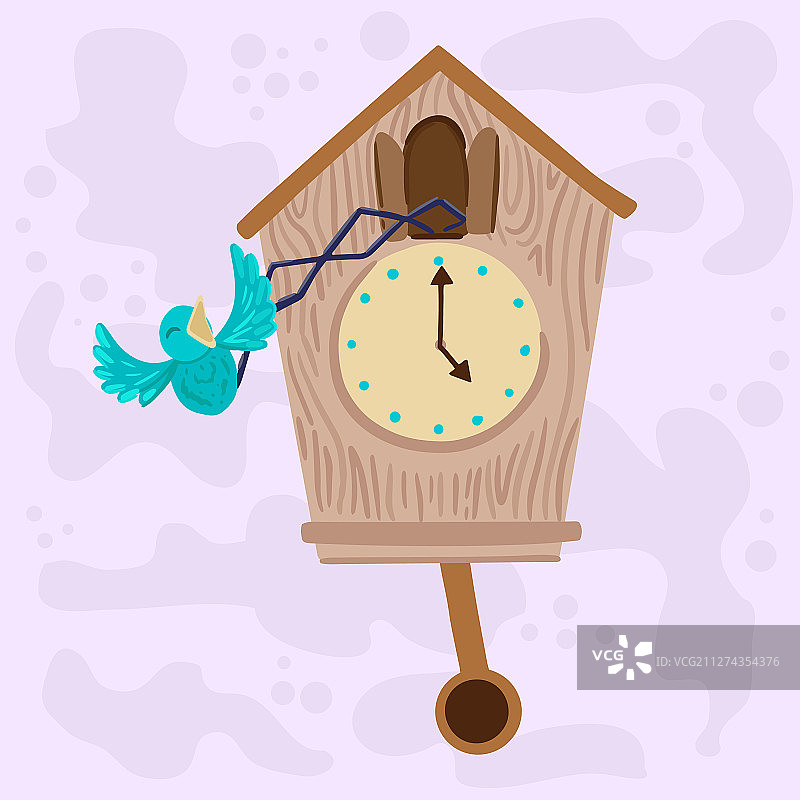 老式木制布谷鸟摆钟图片素材