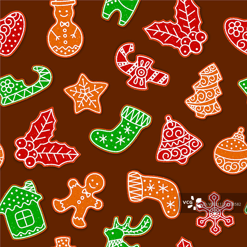 圣诞姜饼饼干无缝图案图片素材