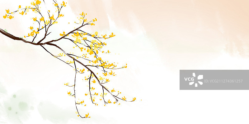 水墨春天，迎春花节气插画图片素材