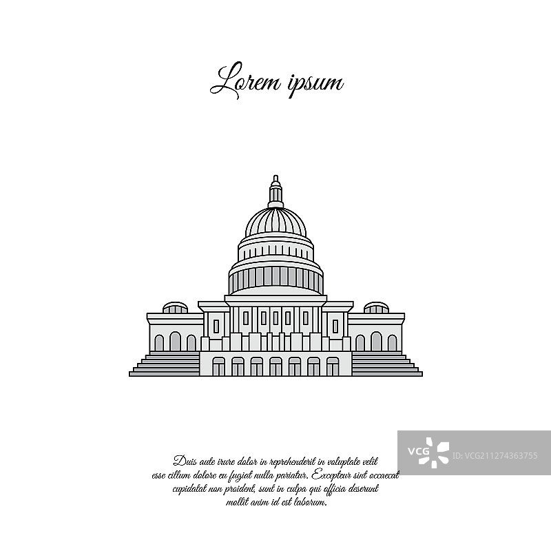 美国国会大厦彩色图标符号图片素材