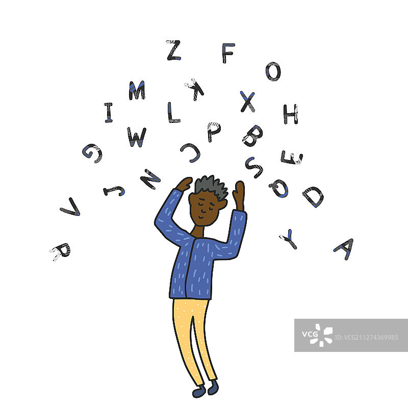 具有风格化字母的阅读障碍概念标志图片素材