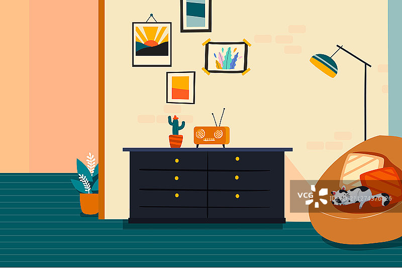 卡通五一劳动节情侣居家打扫卫生劳动房间背景矢量插画图片素材