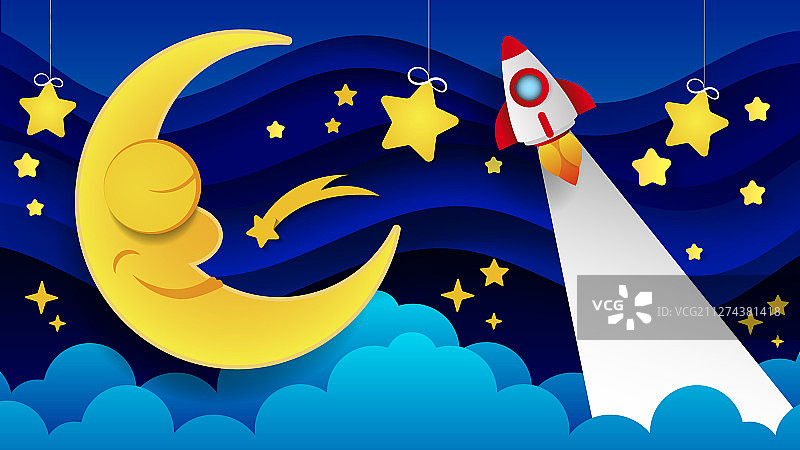 睡着的微笑月亮图片素材