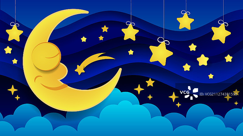 睡着的微笑月亮图片素材